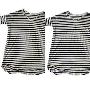 CJLA‎ Tunic Tees, Striped White/Navy/Black Bundle 2, Maternity Capsule Wardrobe